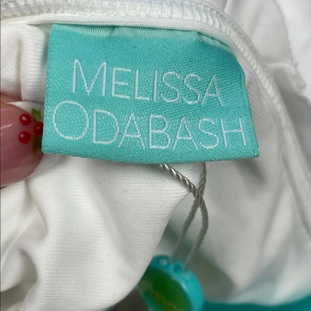 NWT Melissa Odabash Seville V Neck Ruffle One Piece Swimsuit White Sz 6